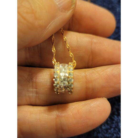 Sterling silver Rose gold Diamonique Initial Station Necklace - Picture 3 of 6